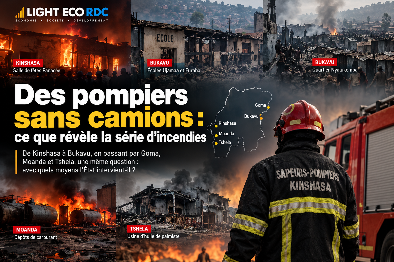 Incendies en série en RDC : les failles d’un système de secours sous-équipé