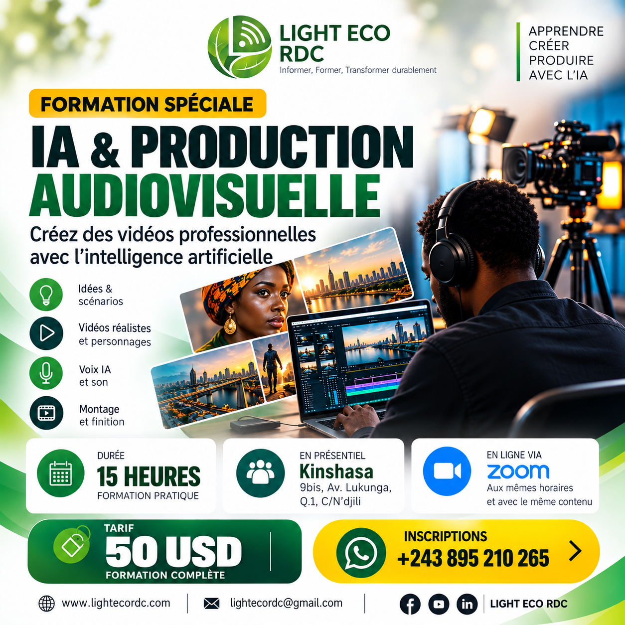 LIGHT ECO RDC lance une formation spéciale en IA & Production audiovisuelle