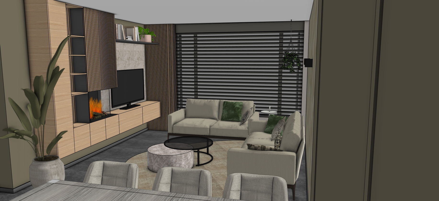 Totaal ontwerp woonkamer Lomm