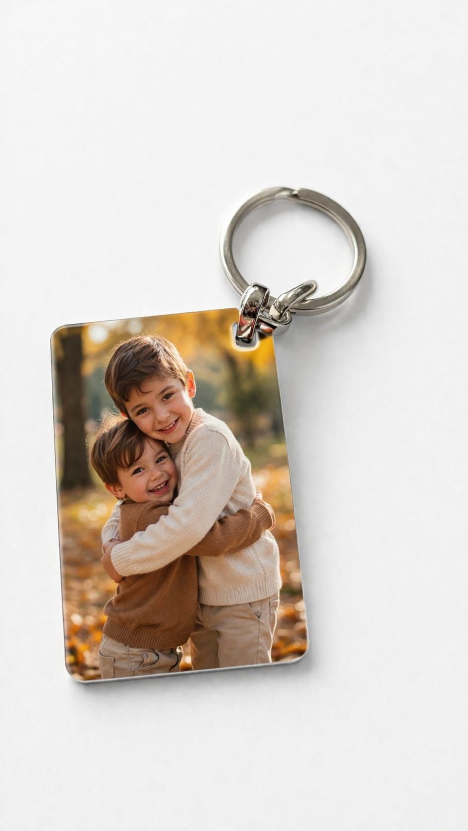 מחזיק מפתחות עץ מלבני בעיצוב אישי עם תמונה