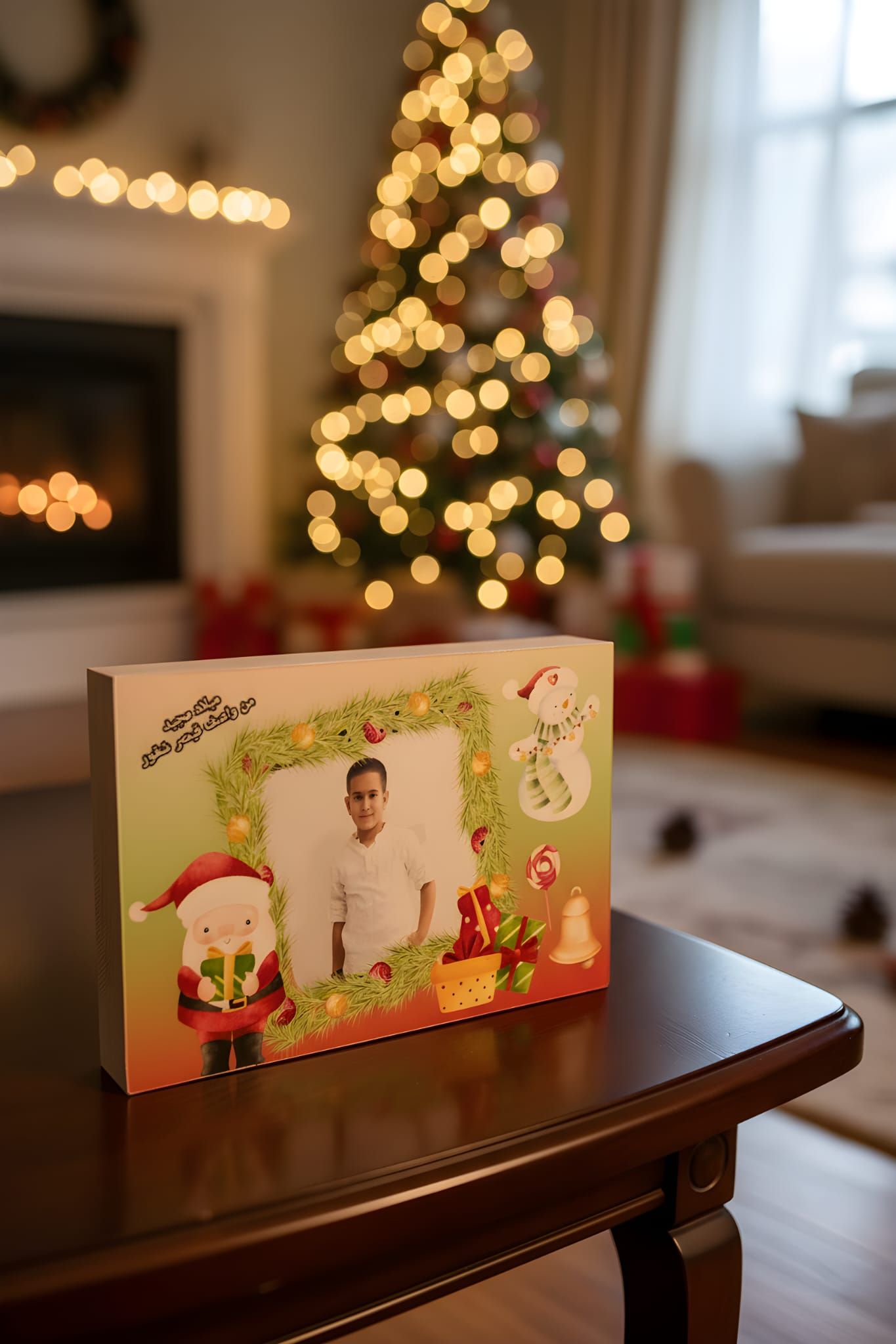 מתנה אישית פוטובלוק מעץ עם תמונה וברכה