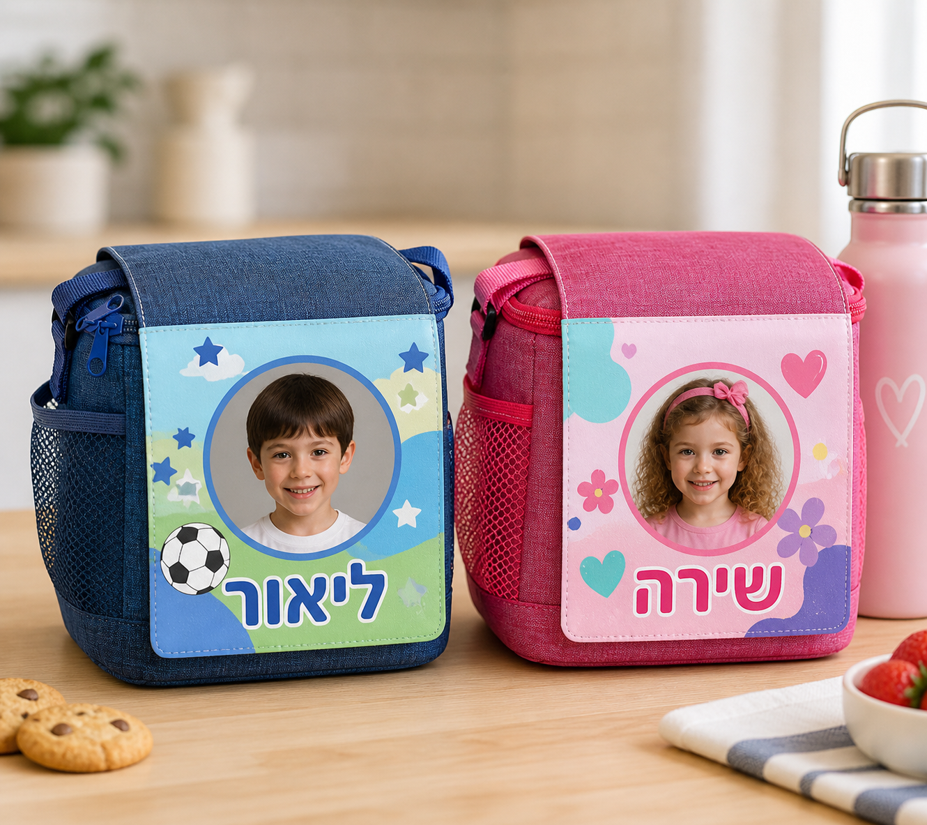 צידנית אישית ממותגת בצבע כחול ג׳ינס עם הדפסה צבעונית