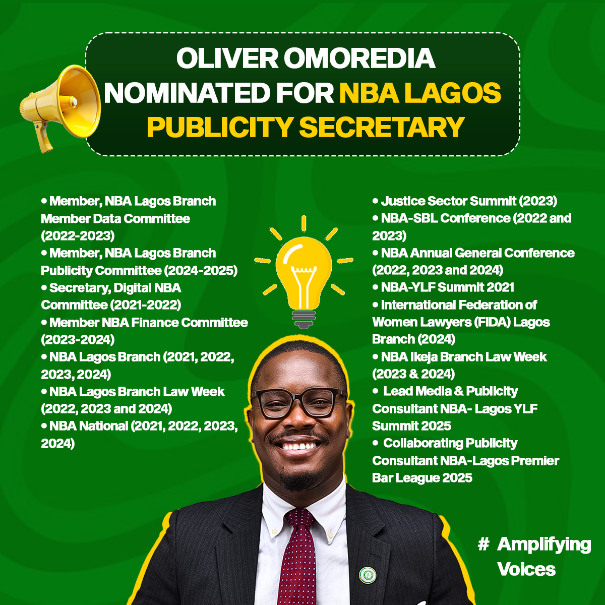 OLIVER OMOREDIA SUBMITS NOMINATION FORM FOR THE OFFICE OF PUBLICITY SECRETARY, NBA LAGOS BRANCH