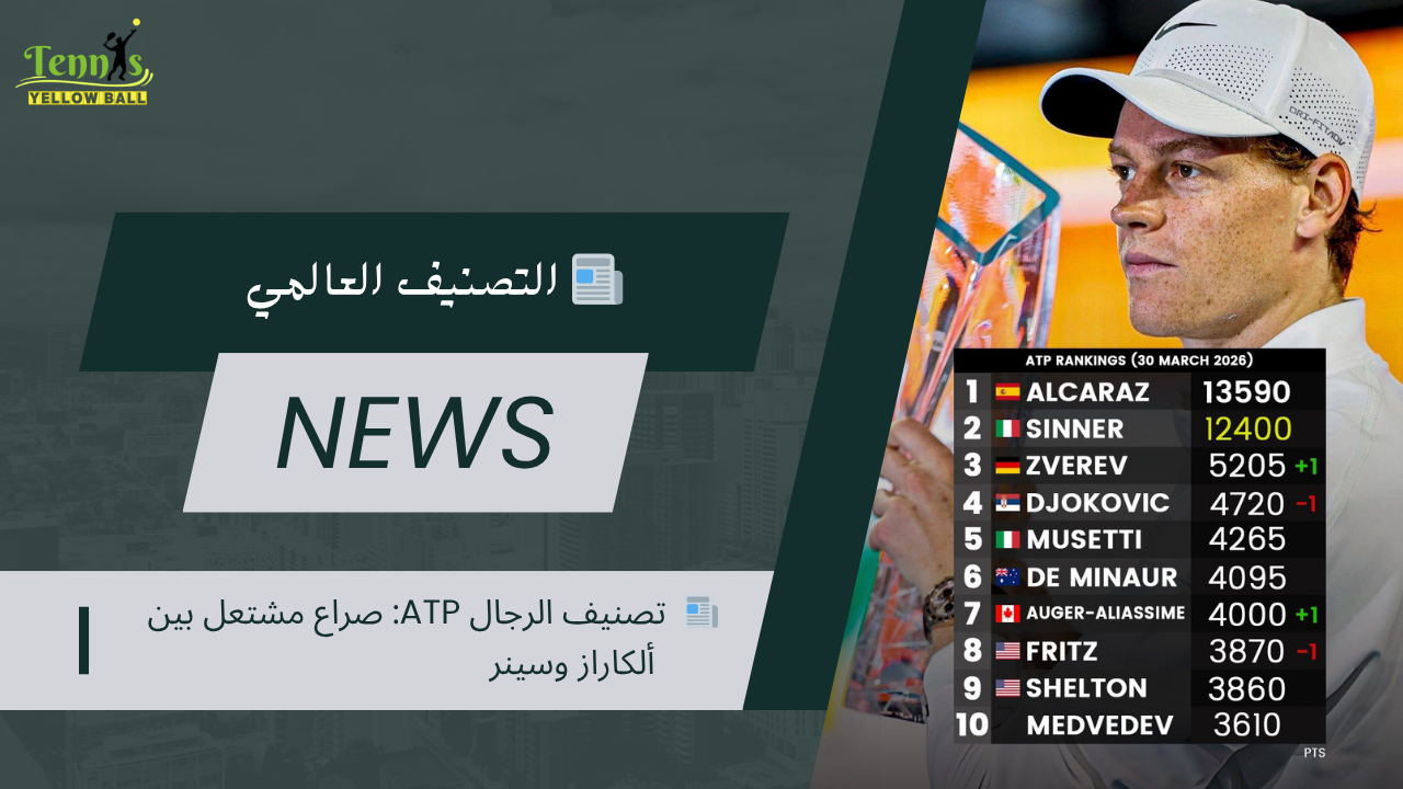 📰 تصنيف الرجال ATP: صراع مشتعل بين ألكاراز وسينر