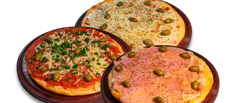 PROMO #06 - 1 Muzzarella + 1 Pizza Pizzaiola + 1 Muzzarella y Jamón