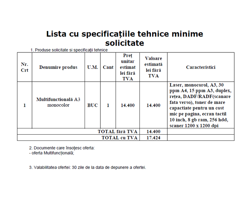 ANUNȚ DE PARTICIPARE