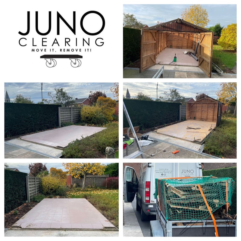 Afbraak tuinhuis te Koolskamp.