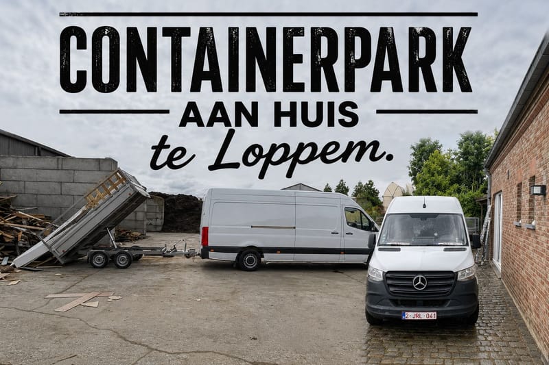 Containerpark aan huis te Loppem.
