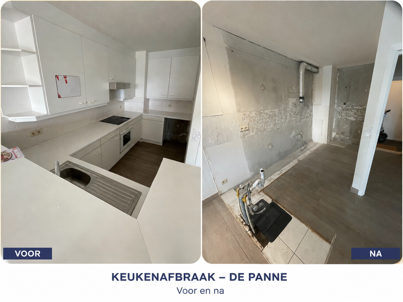 Afbraak keuken in De Panne.