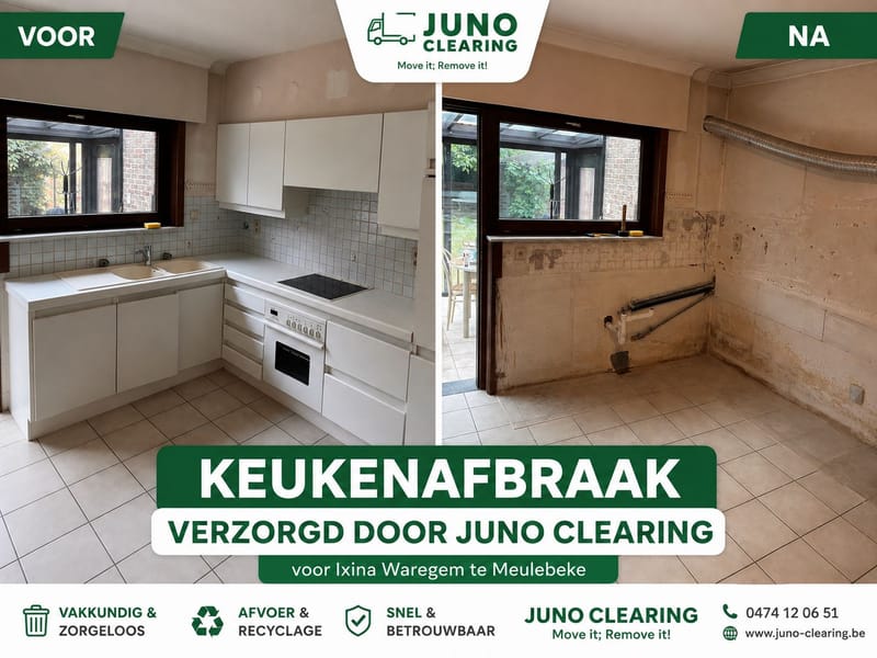 Afbraak keuken en wandtegels te Meulebeke in opdracht van Ixina Waregem.