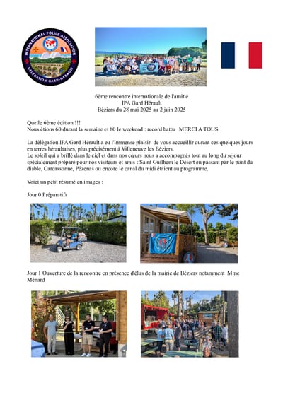 6 ème Rencontre Internationale de l'Amitié - IPA GARD HERAULT
