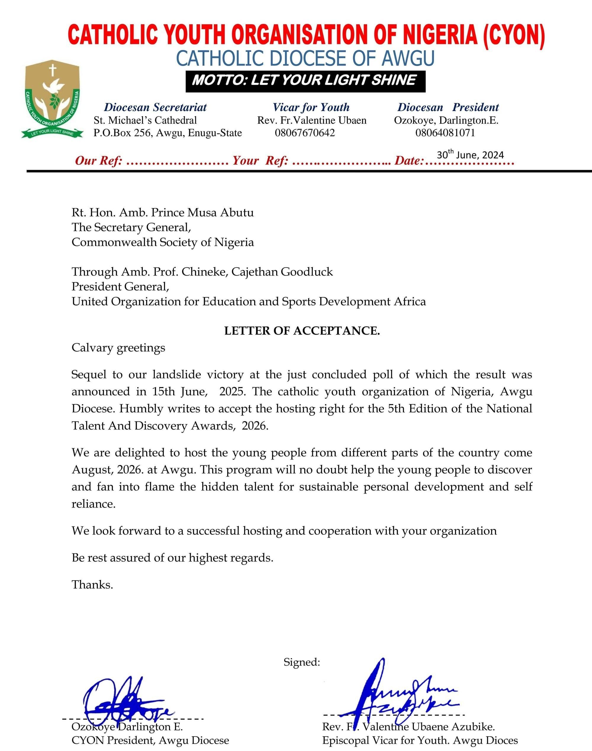 Awgu Diocese Ready To Host 2026 National Youth Talent And Discovery Awards