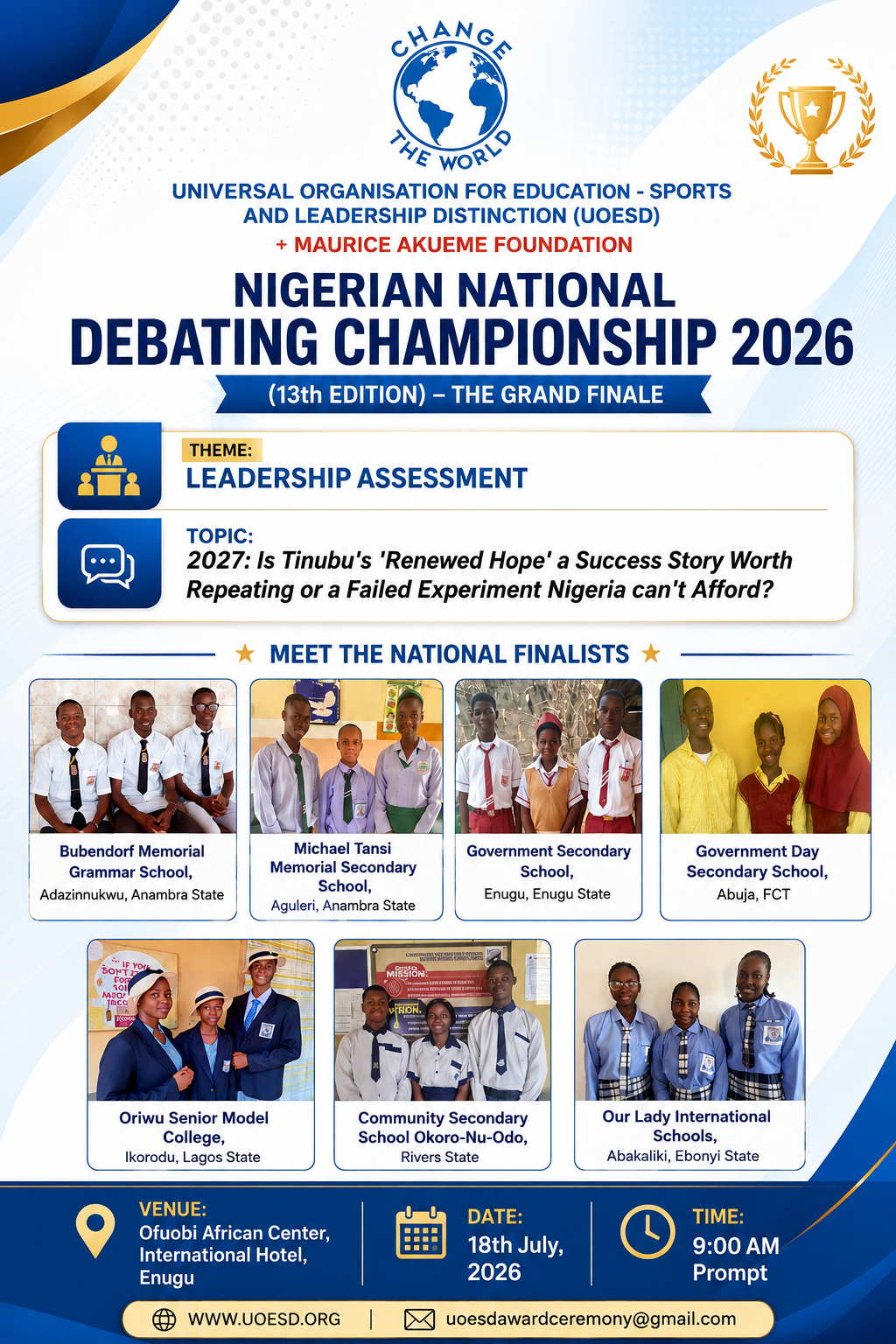 Meet our 2026 Nigerian National Schools Debating Championship Secondary School Category