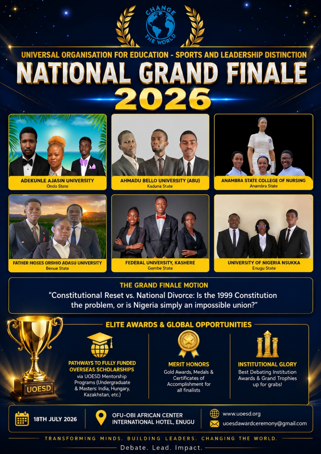 Meet our 2026 Nigerian National Schools Debating Championship Tertiary Category
