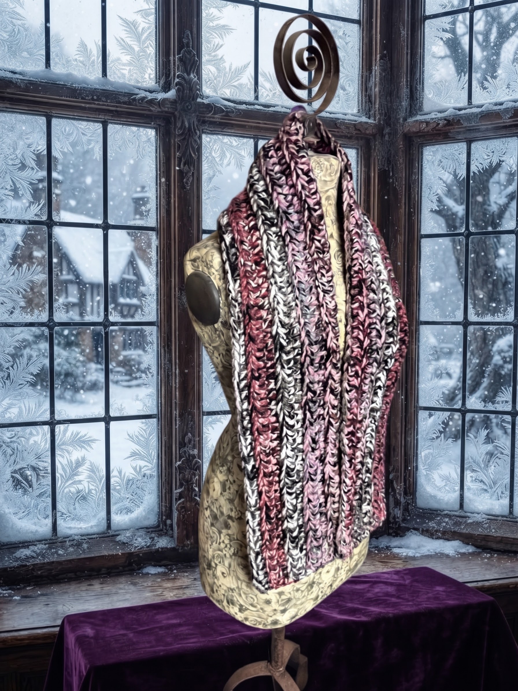 Snow Day Scarf - Picasso Pink Black