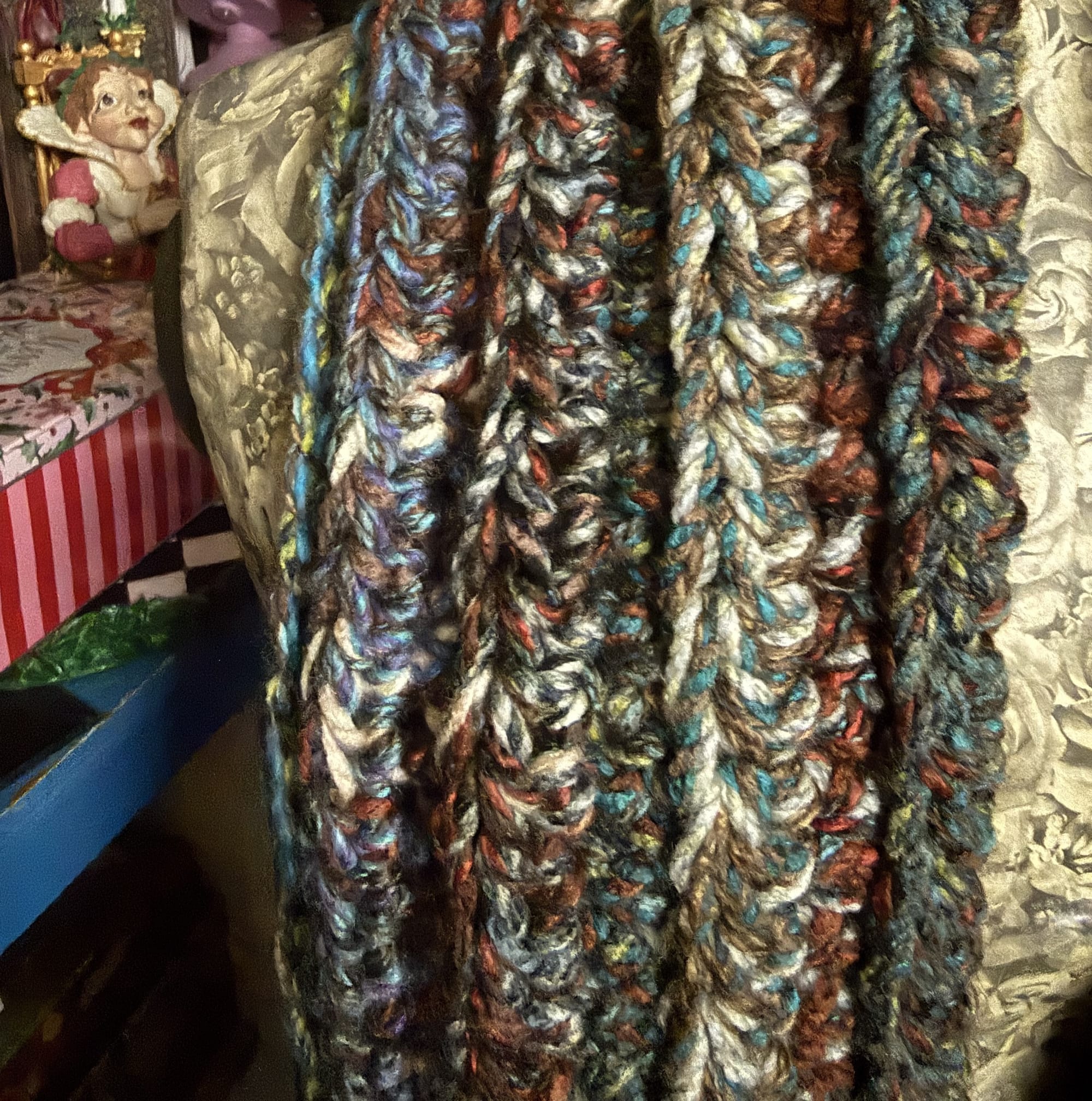 Snow Day Scarf - Picasso Brown Blue White 