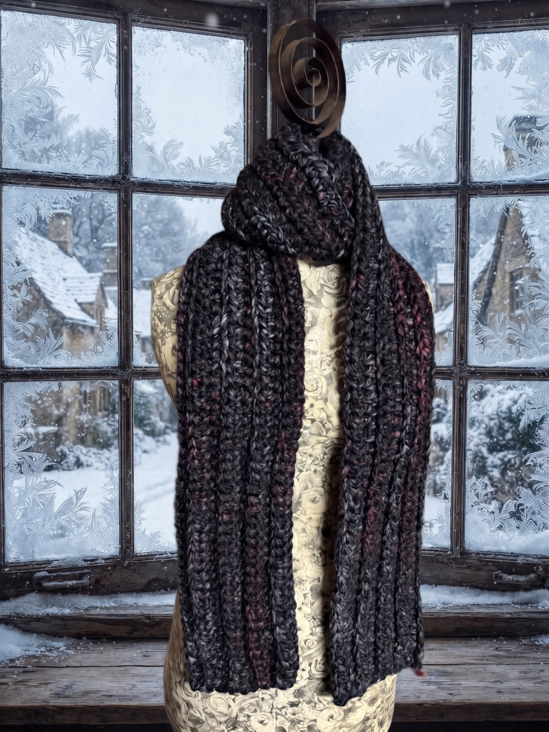 Snow Day Scarf - Charcoal Gray Black