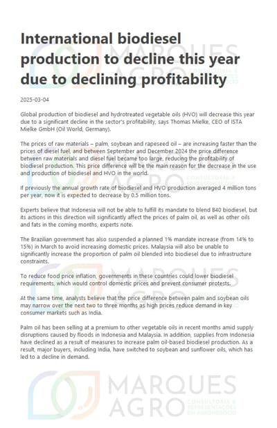 International  #biodiesel production to decline this year due to declining profitability