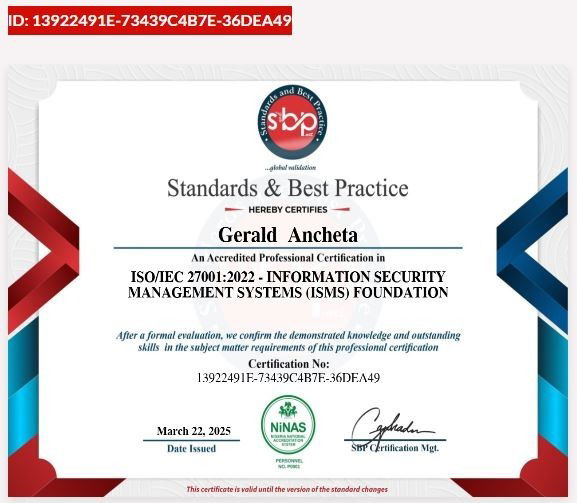ISO/IEC 27001:2022 – INFORMATION SECURITY MANAGEMENT SYSTEMS (ISMS) FOUNDATION