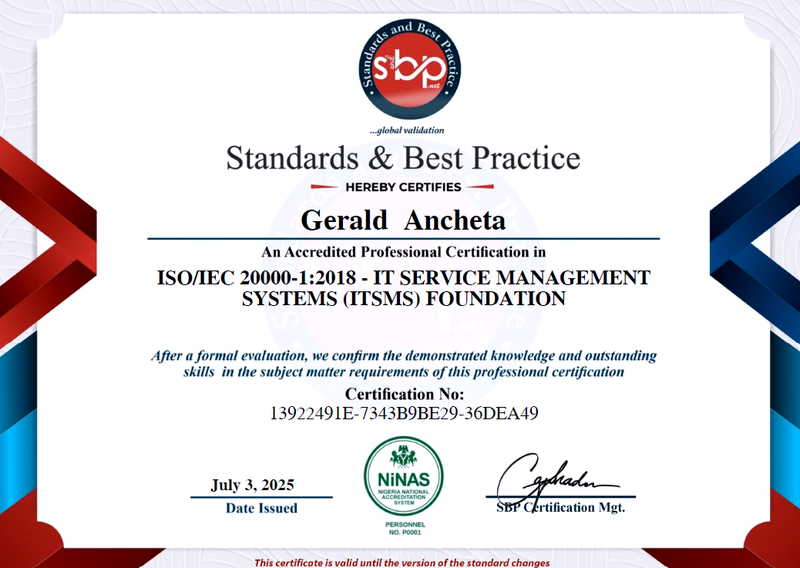 ISO/IEC 20000-1:2018 - IT SERVICE MANAGEMENTSYSTEMS (ITSMS) FOUNDATION