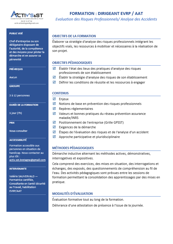 Evaluation des risques - Analyse des accidents du travail