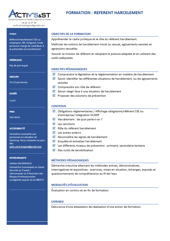 Référent Harcèlement