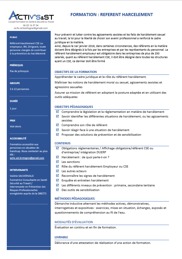 Référent Harcèlement du CSE