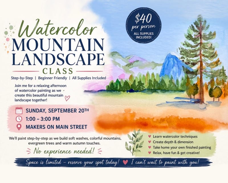 Watercolor Mountain Landscape