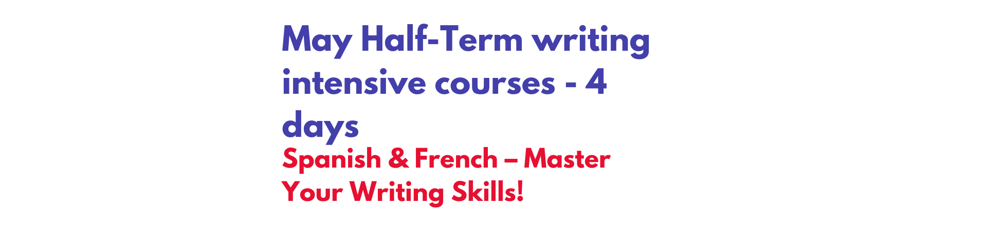 May Half-Term Intensive GCSE Writing Courses