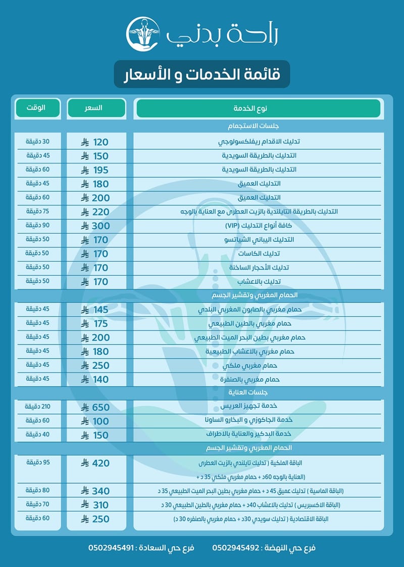 قائمة الاسعار الرئيسية