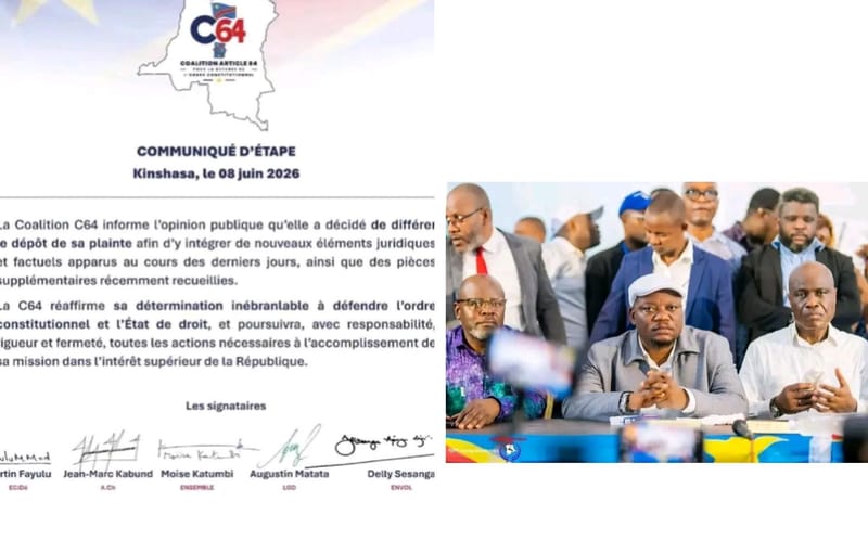 RDC : La Coalition C64 reporte le dépôt de sa plainte pour renforcer son action judiciaire