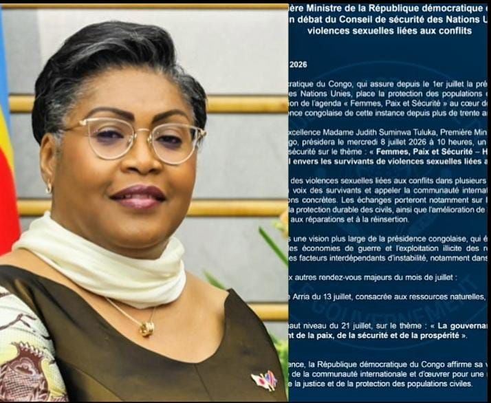 RDC : Judith Suminwa portera la voix des survivants de violences sexuelles au Conseil de sécurité de l'ONU