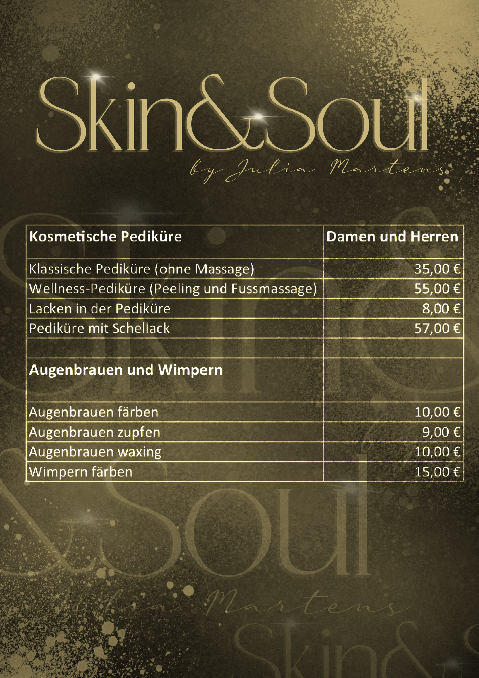 Kosmetische Pediküre/Augenbrauen u. Wimpern