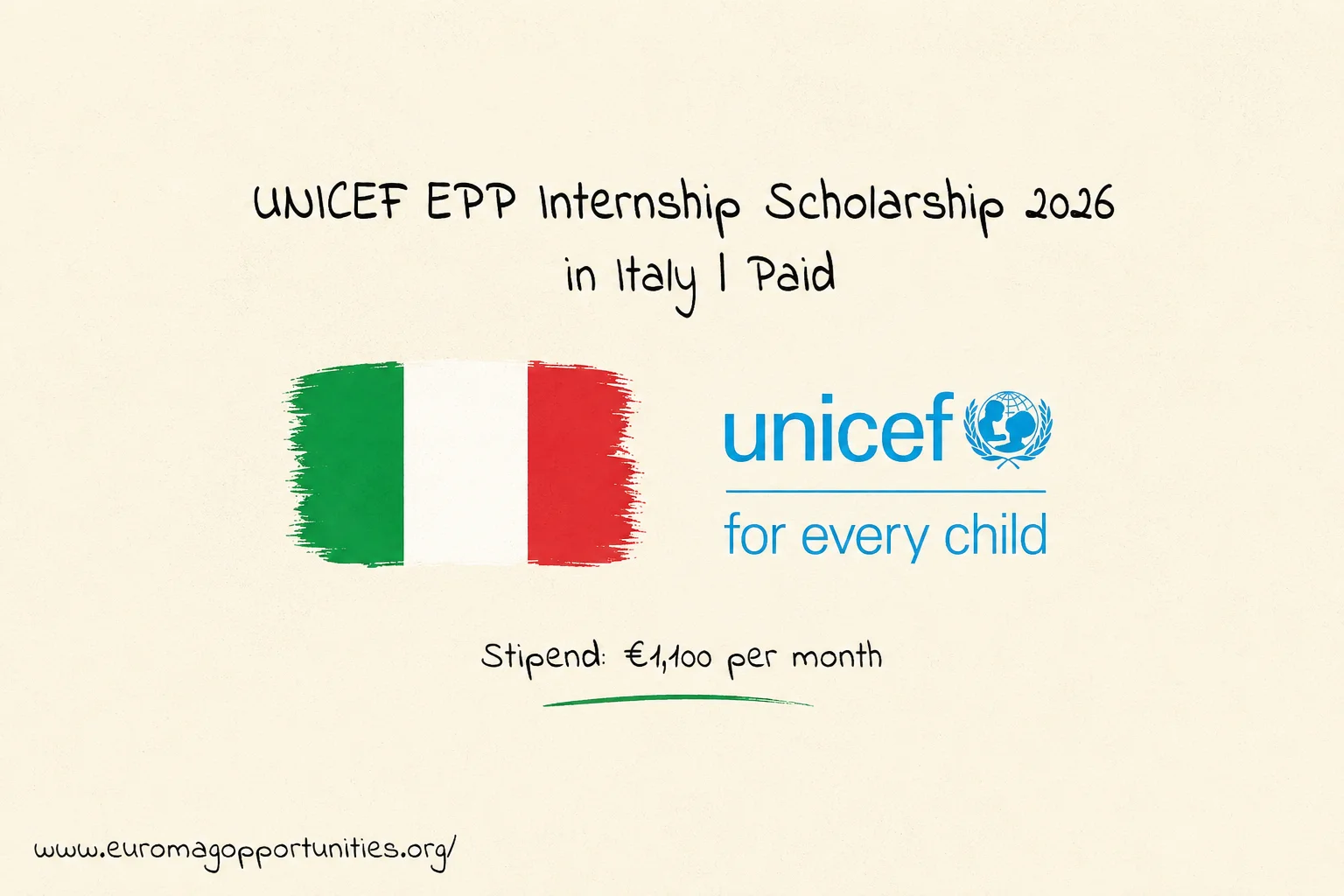 UNICEF EPP Internship Scholarship 2026 in Italy | Paid Internship Opportunity