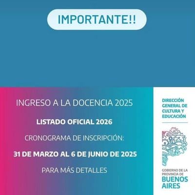 INGRESO A LA DOCENCIA 2025 - LISTADO OFICIAL 2026