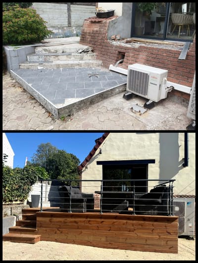 🌿 Avant / Après : une terrasse en bois transforme complètement cette cour