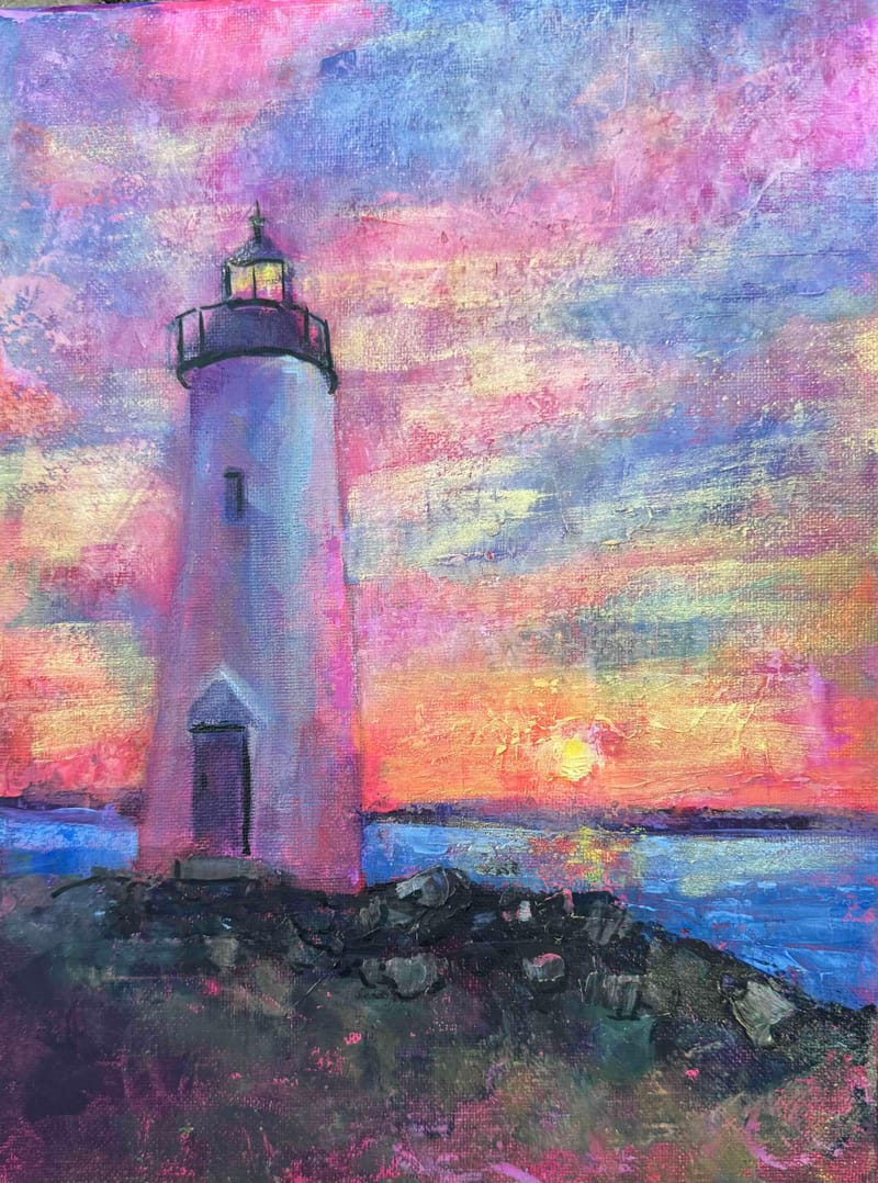 Acrylics Sky & Water- Palette Knife & Glazing