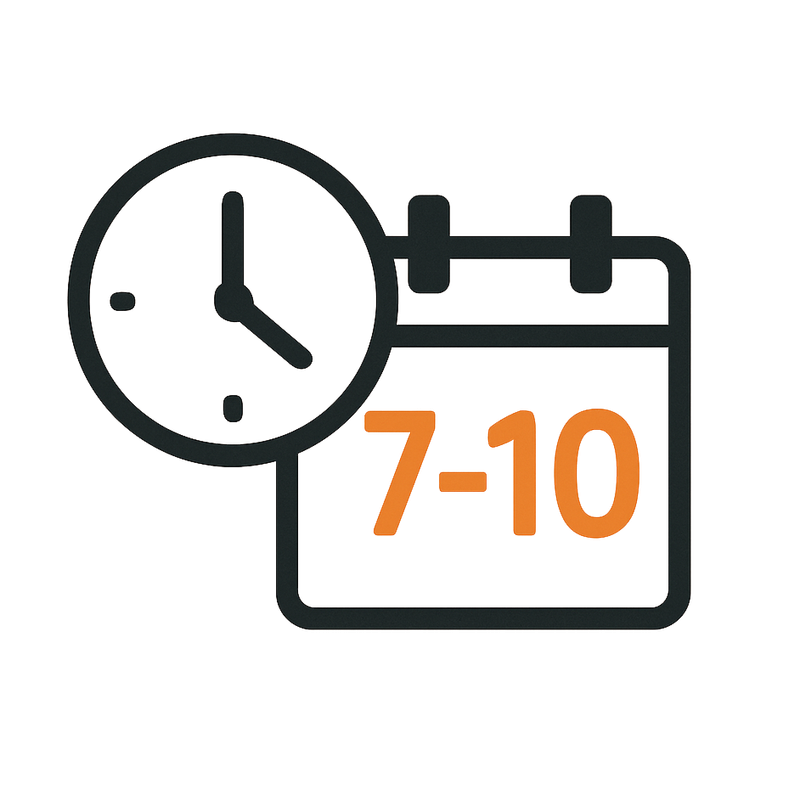 ⏱️ Gyártási idő: 7–10 munkanap a fizetés beérkezésétől számítva.