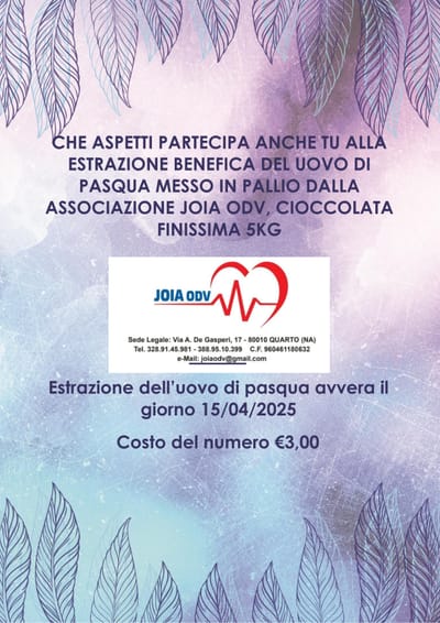 Estrazioni di un uovo di pasqua di 5 Kg di finissimo cioccolato.