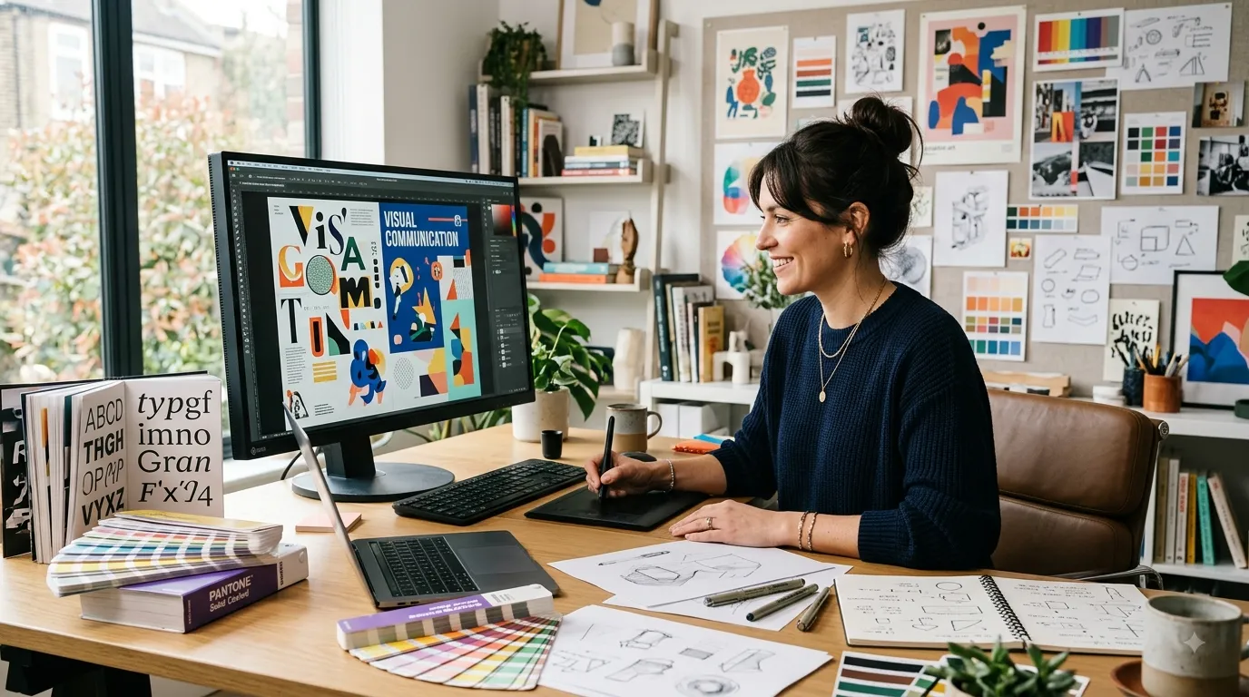 Creative designer transforming ideas into visual concepts in a modern design studio