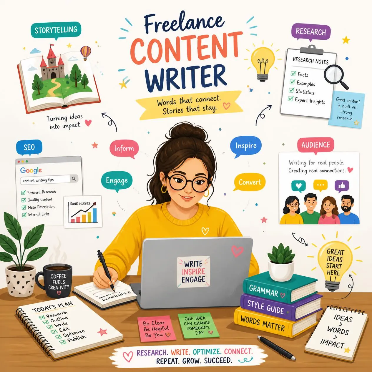 Freelance content writer working on digital content