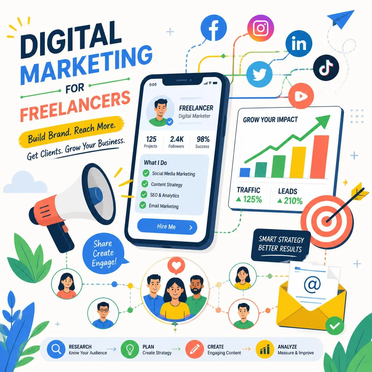 Digital marketing freelancer analyzing campaign performance