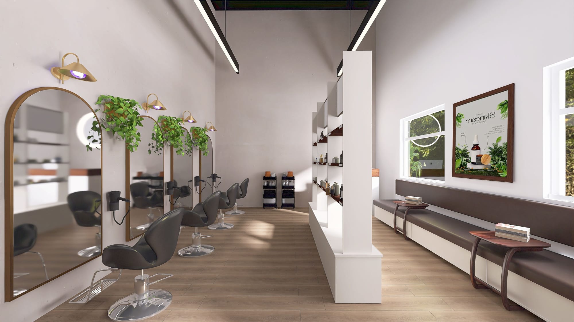 מיתוג, תכנון ועיצוב מחדש של מספרה, חדר קליניקה וחדר אימון מנטלי.