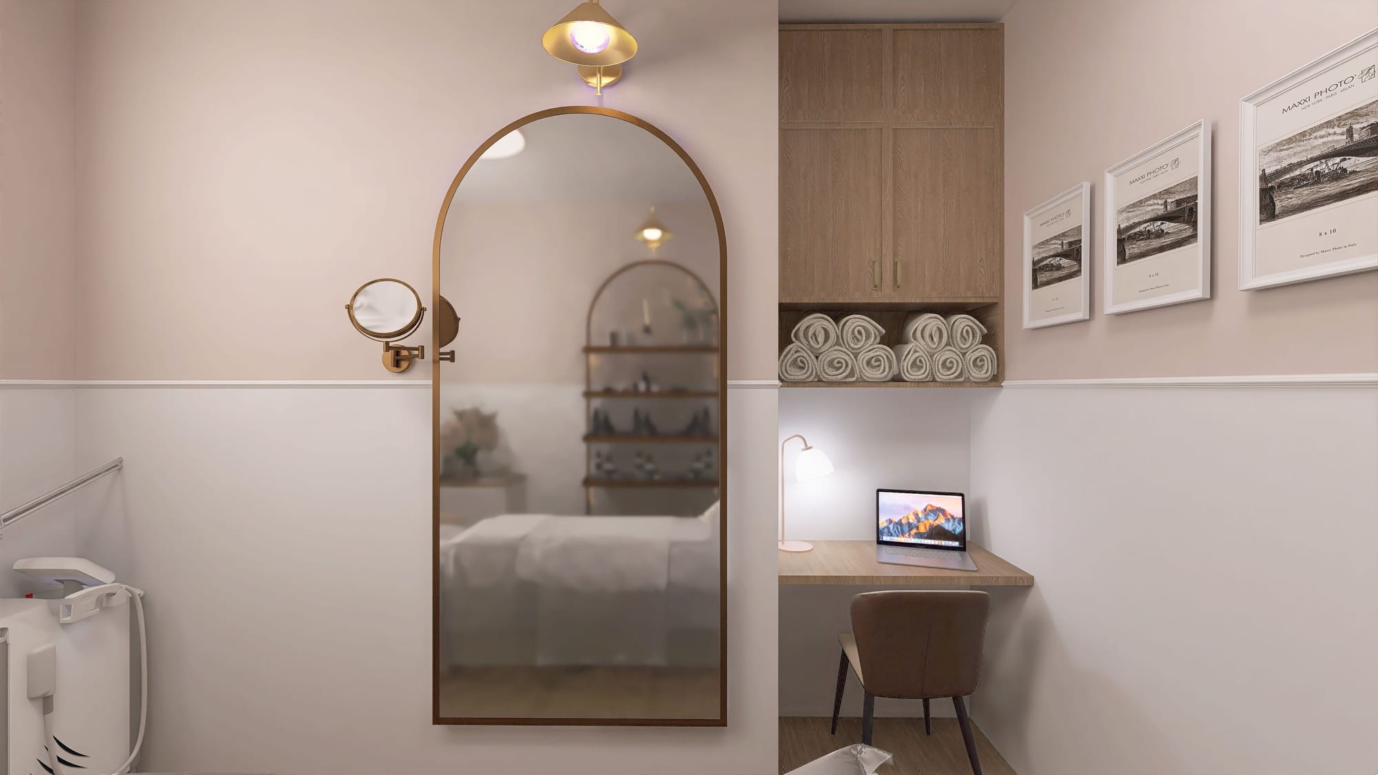 מיתוג, תכנון ועיצוב מחדש של מספרה, חדר קליניקה וחדר אימון מנטלי.