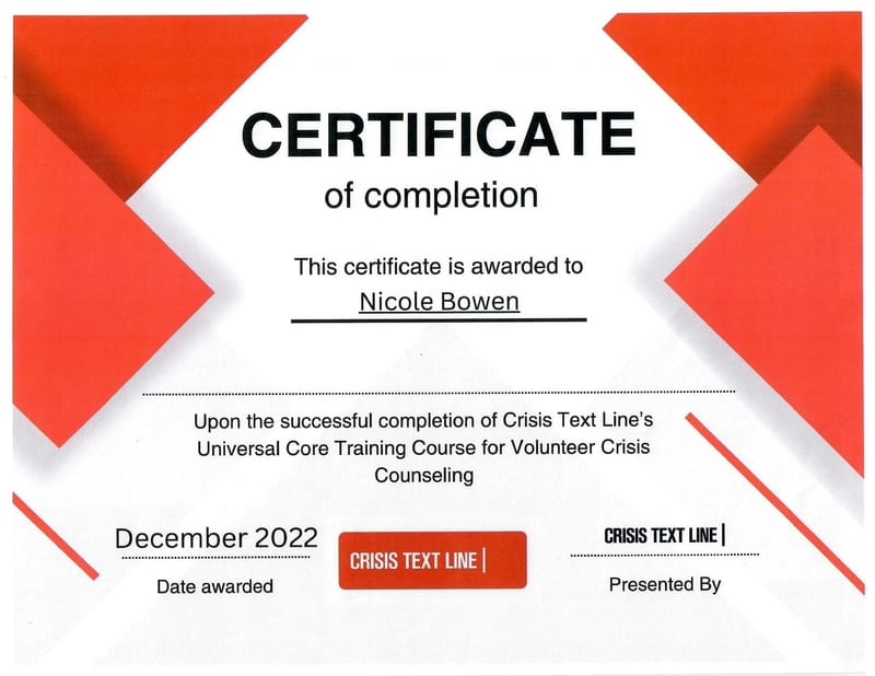 Certified Crisis Counselor