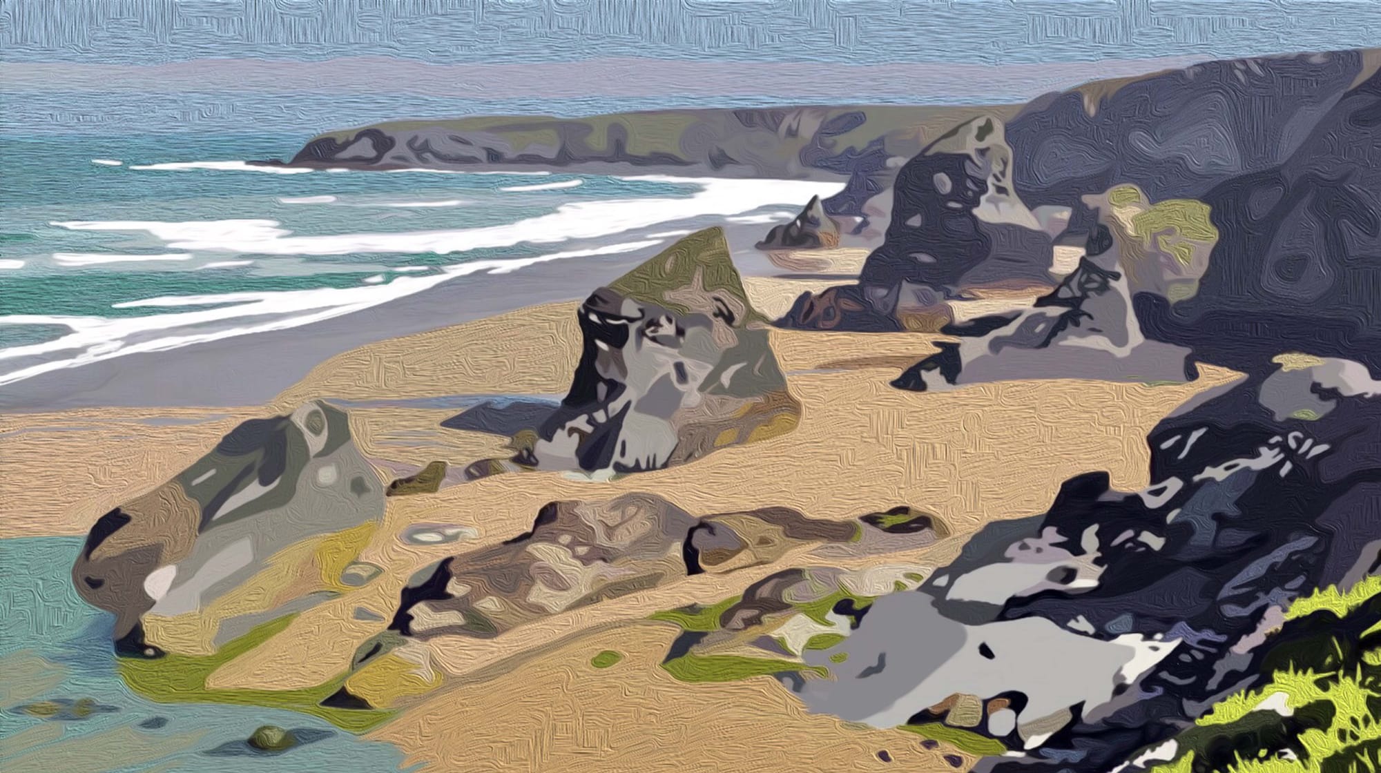 'Bedruthan Steps. Cornwall'
