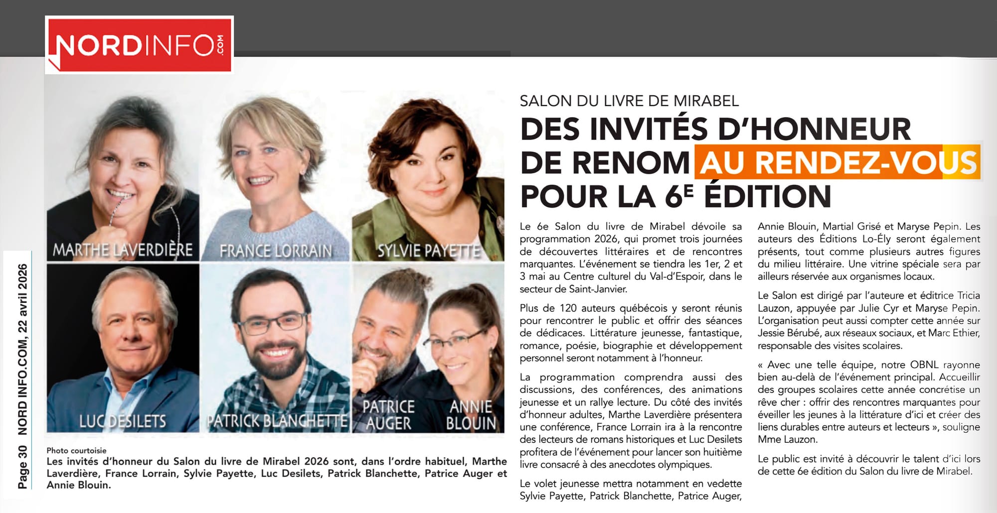 2026 : Des invités d'honneur de renom au rendez-vous pour la 6e édition