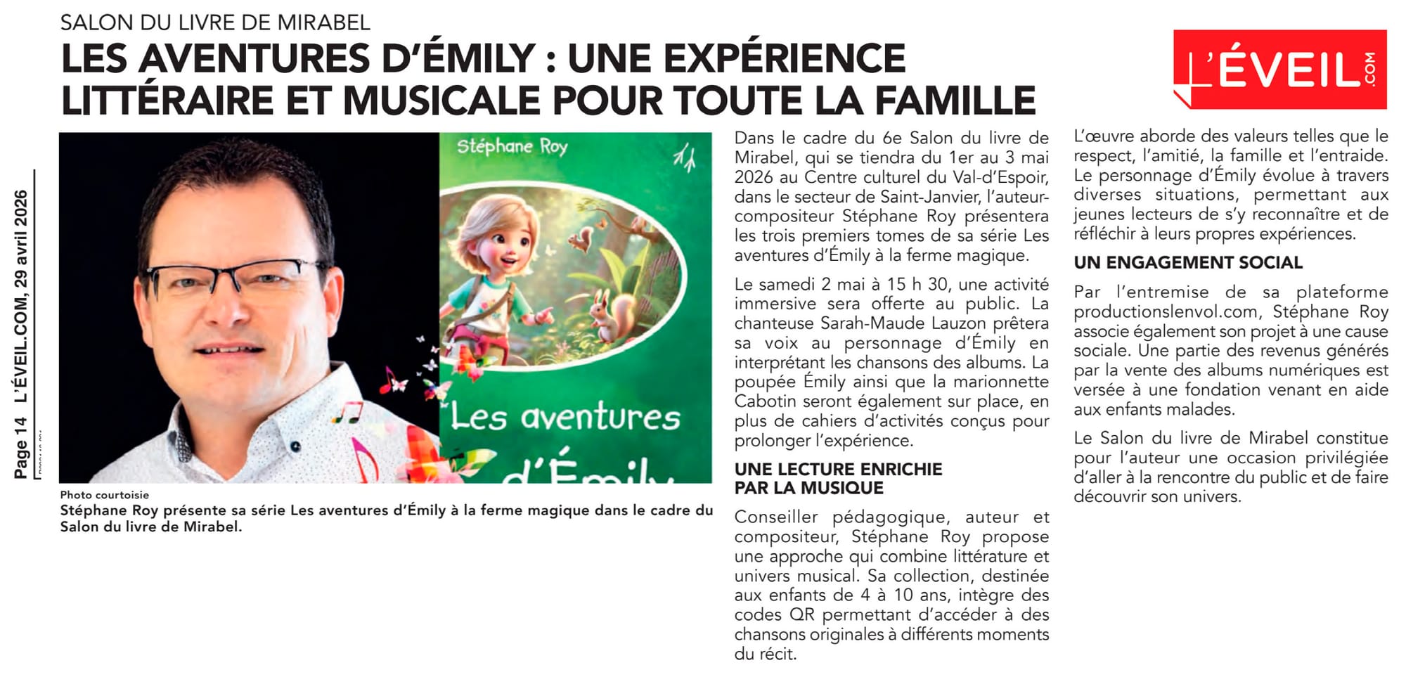2026 : Les aventures d’Émily, une expérience littéraire et musicale immersive pour toute la famille