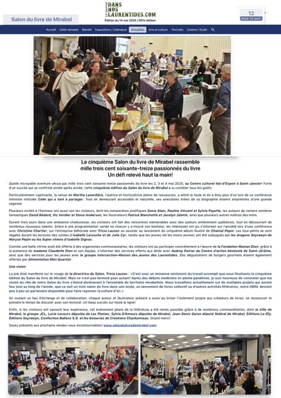 2025 : Le 5e Salon du livre de Mirabel rassemble 1373 passionnés du livre : un défi relevé haut la main !