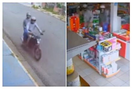 Câmera flagra dupla de ladrões roubando drogaria na Capital